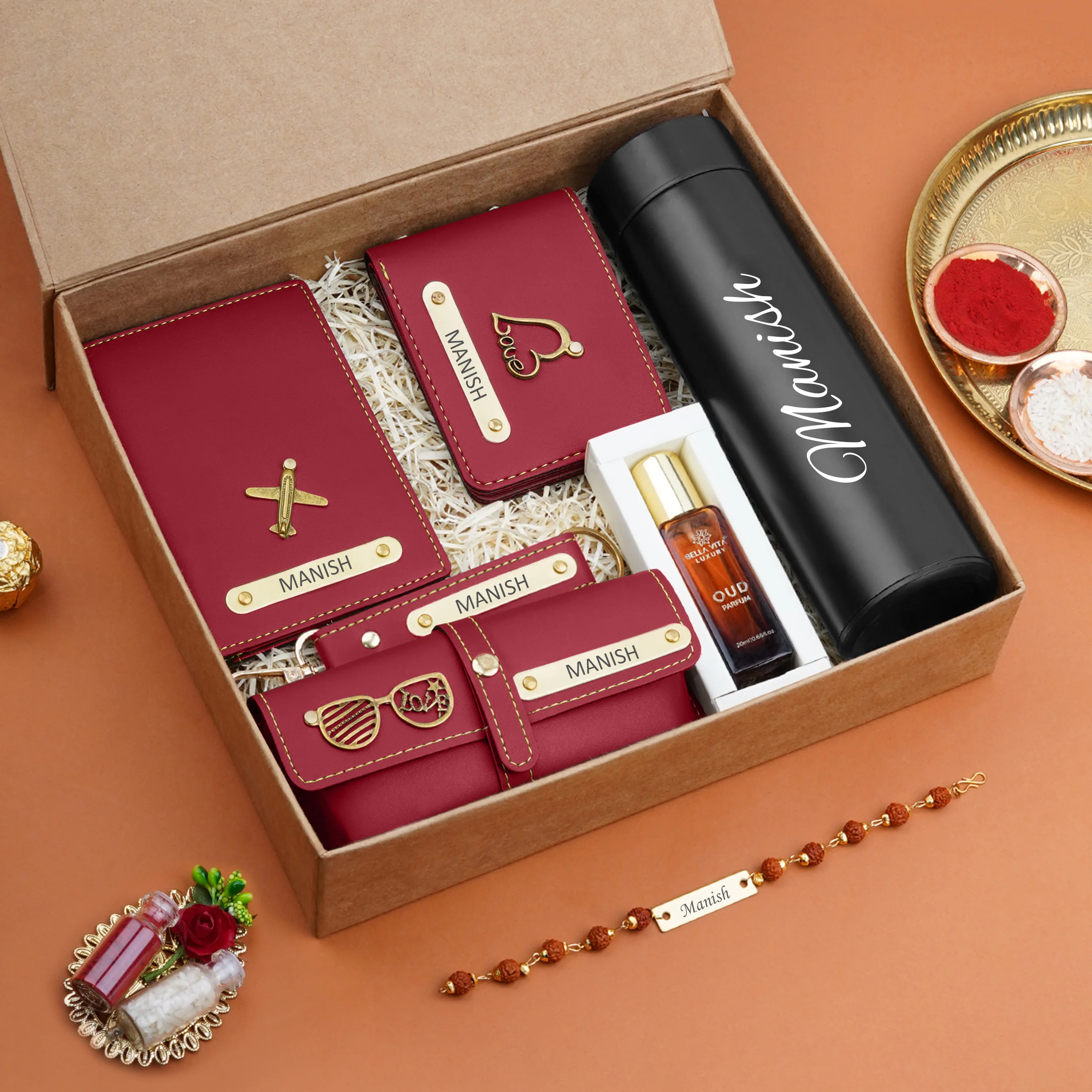 Personalized Maroon Travel Gift Set